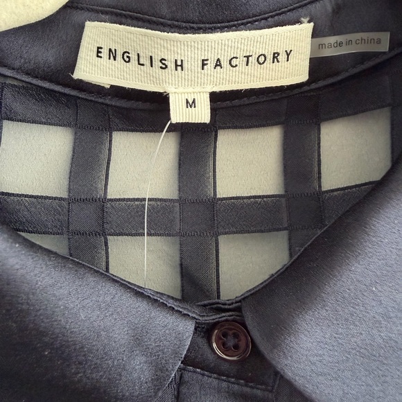 English Factory Gridded Organza Tiered Collared Maxi Dress, Blue, Medium, NWT - Picture 7 of 11